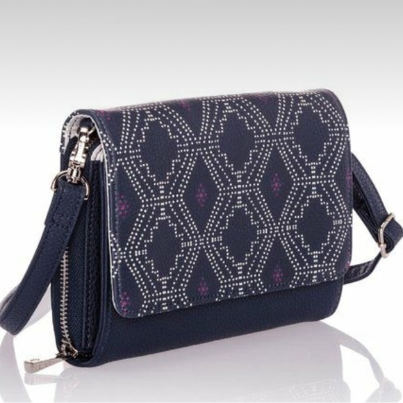 Inspired Crossbody LTD Navy Dotted Geo Pebble - Picture 1 of 5
